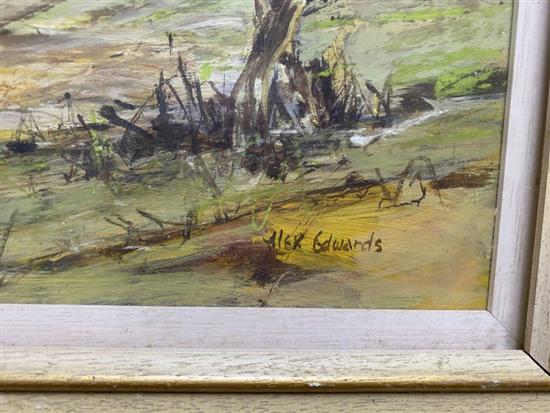 Alex Edwards (Australian), oil on panel, The Boundary Rider, signed, 22 x 30cm